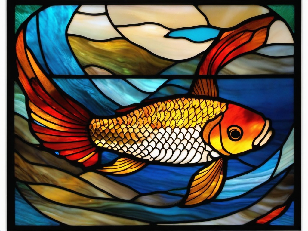 Stained Glass Koi Fish - Colorful koi swimming gracefully  