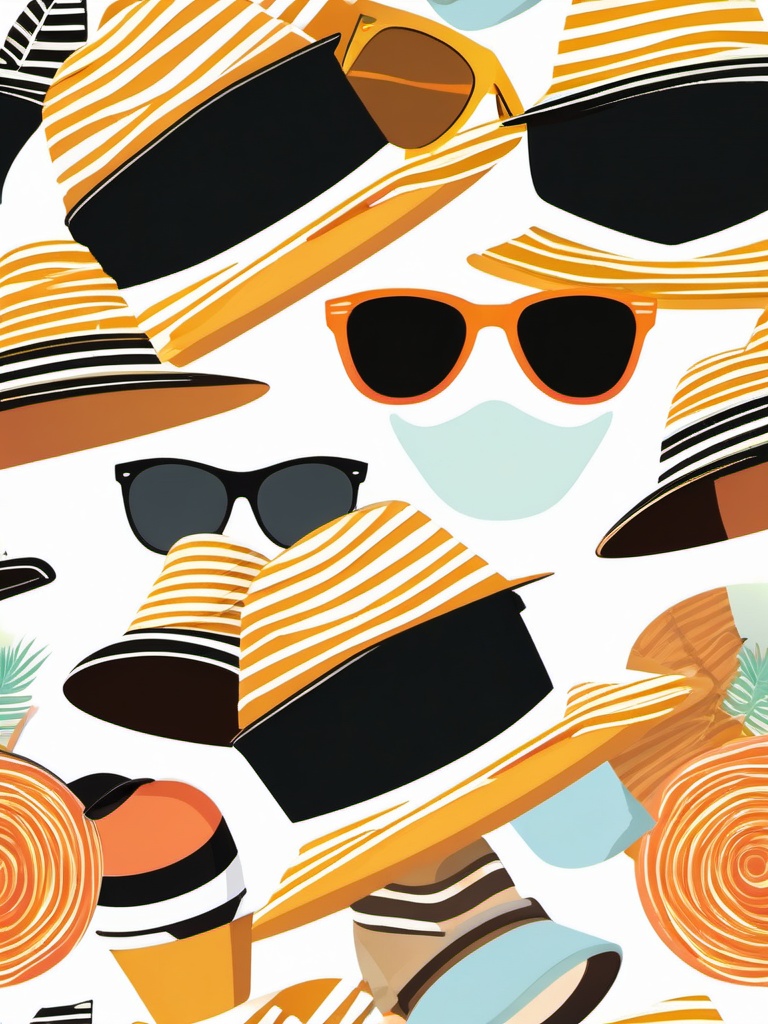 Sun Hat and Sunglasses Style clipart - Stylish summer fashion, ,vector color clipart,minimal