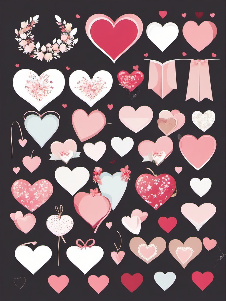 Wedding Heart clipart - Heart-shaped wedding decorations, ,vector color clipart,minimal