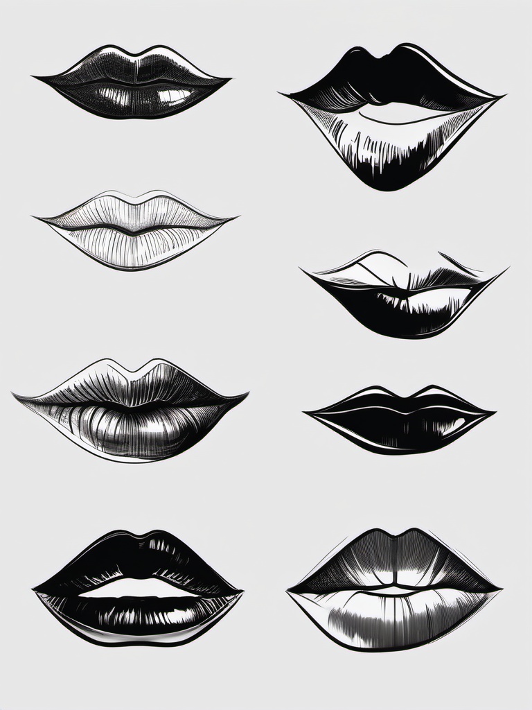 sketch of lips step by step  minimal rough sketch scribbles,doodles,black and white