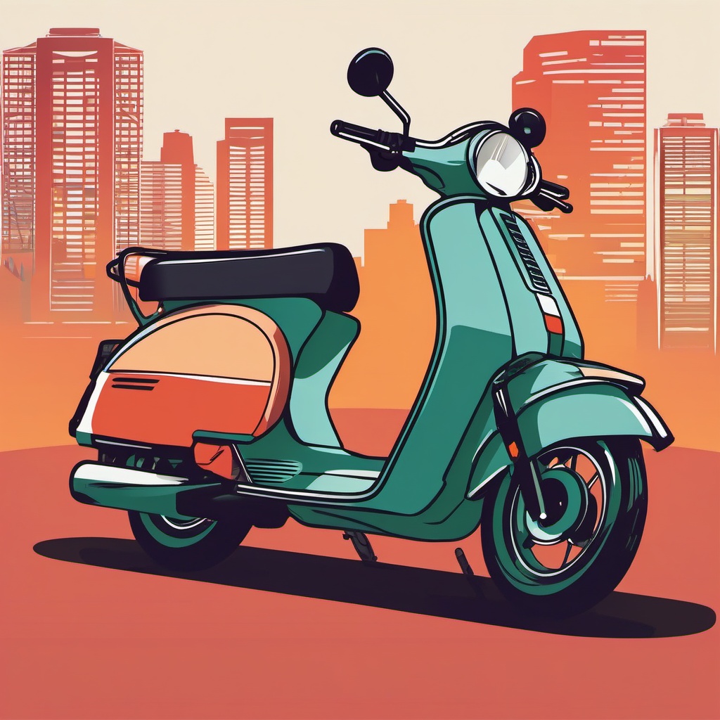 Moped Clipart - A moped for convenient city commutes.  color vector clipart, minimal style