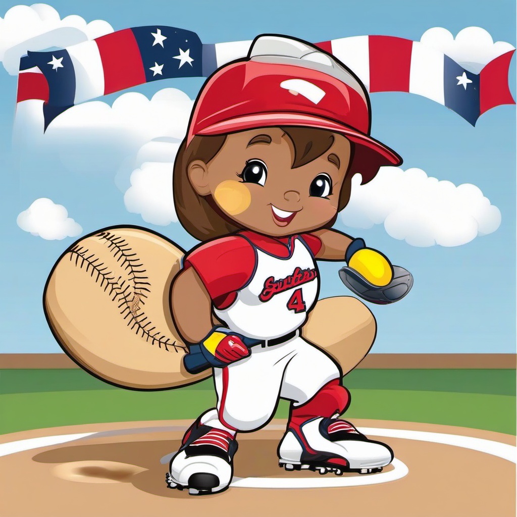 Softball clipart - cute cartoon softball character  