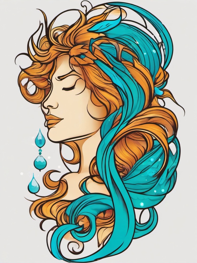 aquarius and leo tattoo  simple vector color tattoo