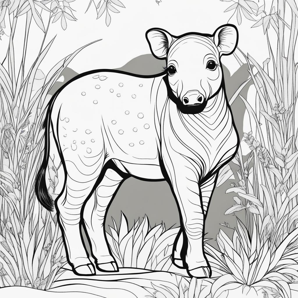 baby tapirs cute animals coloring page 