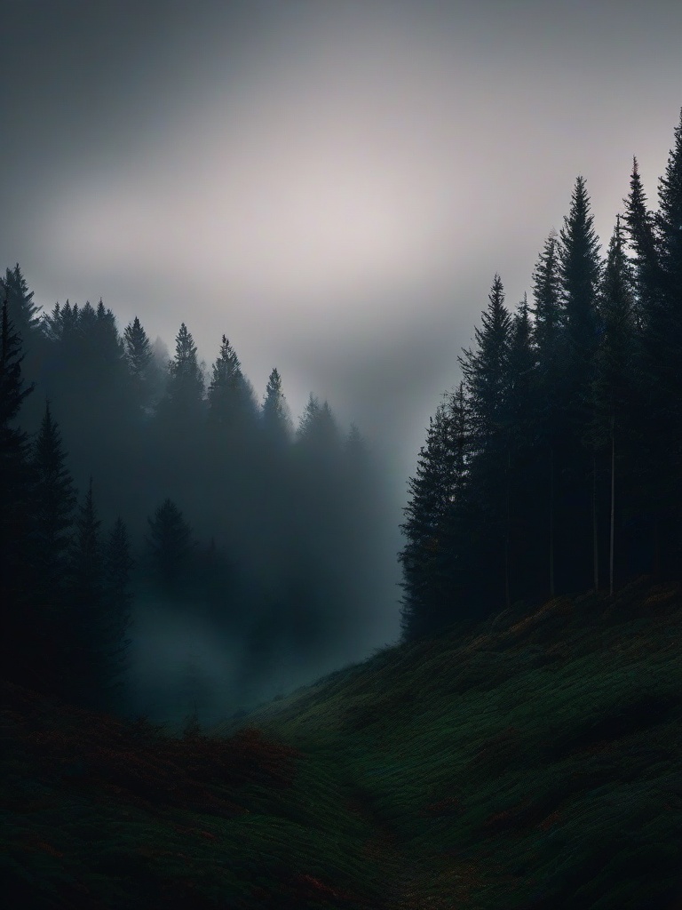 Dark Foggy Forest Wallpaper  ,mobile iphone background wallpaper