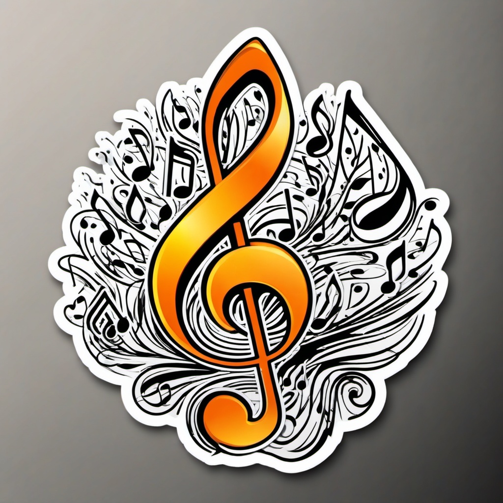 Music Note Cluster Sticker - Cluster of musical notes, ,vector color sticker art,minimal