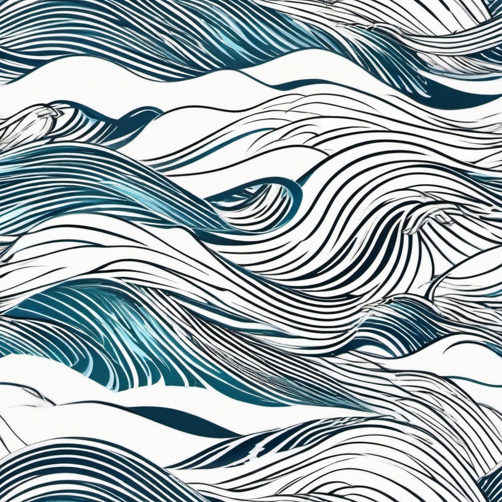 Tattoo Water Waves - Capture the dynamic energy of water with a tattoo featuring captivating wave patterns.  simple vector color tattoo,minimal,white background