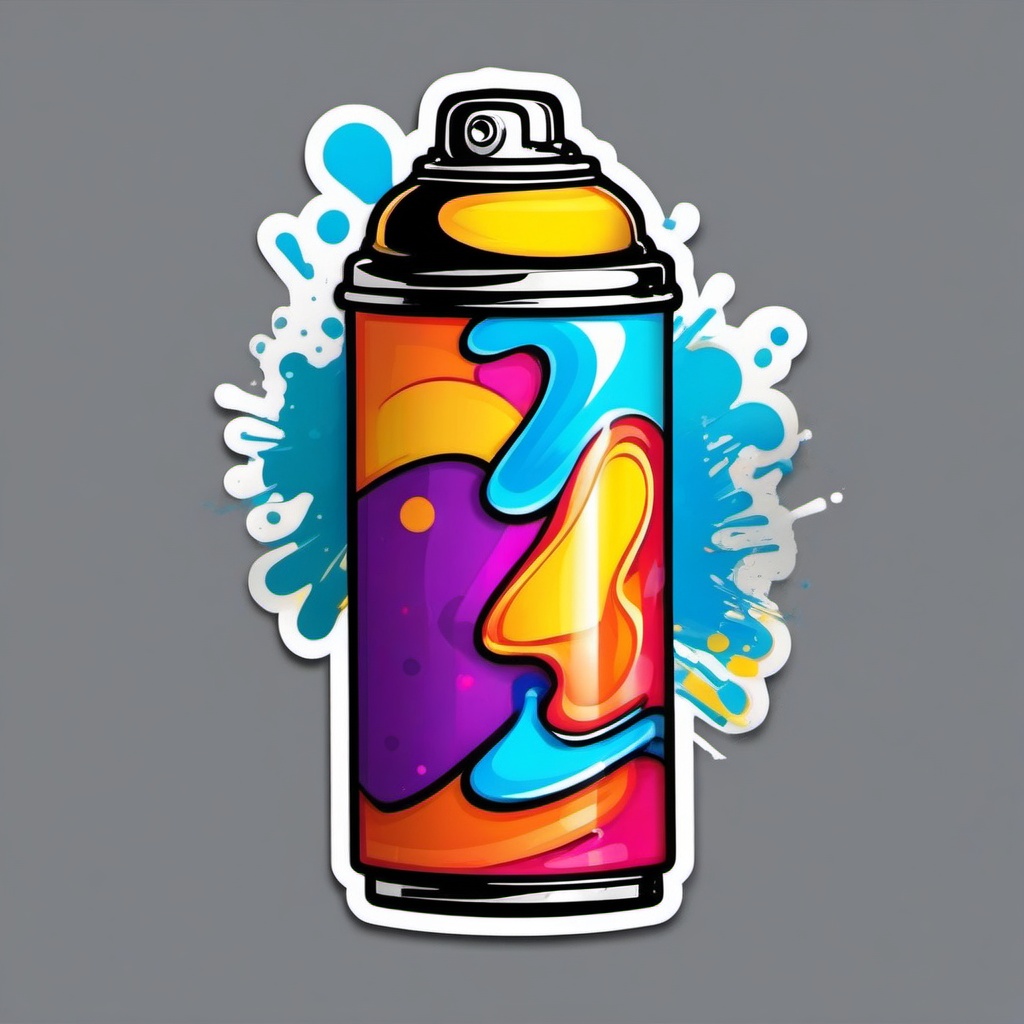 Cheerful Spray Can sticker- Graffiti Joy Splash, , color sticker vector art