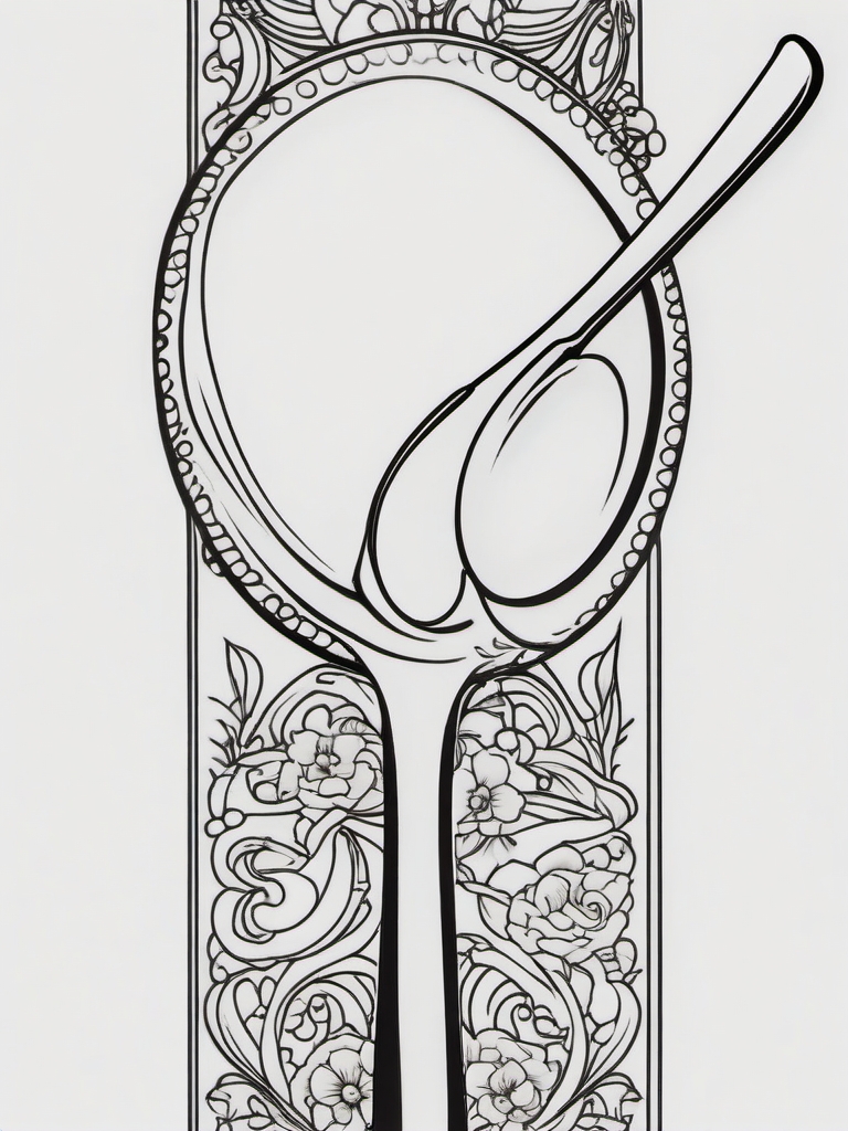 adhd tattoo - spoon  outline tatto, white background