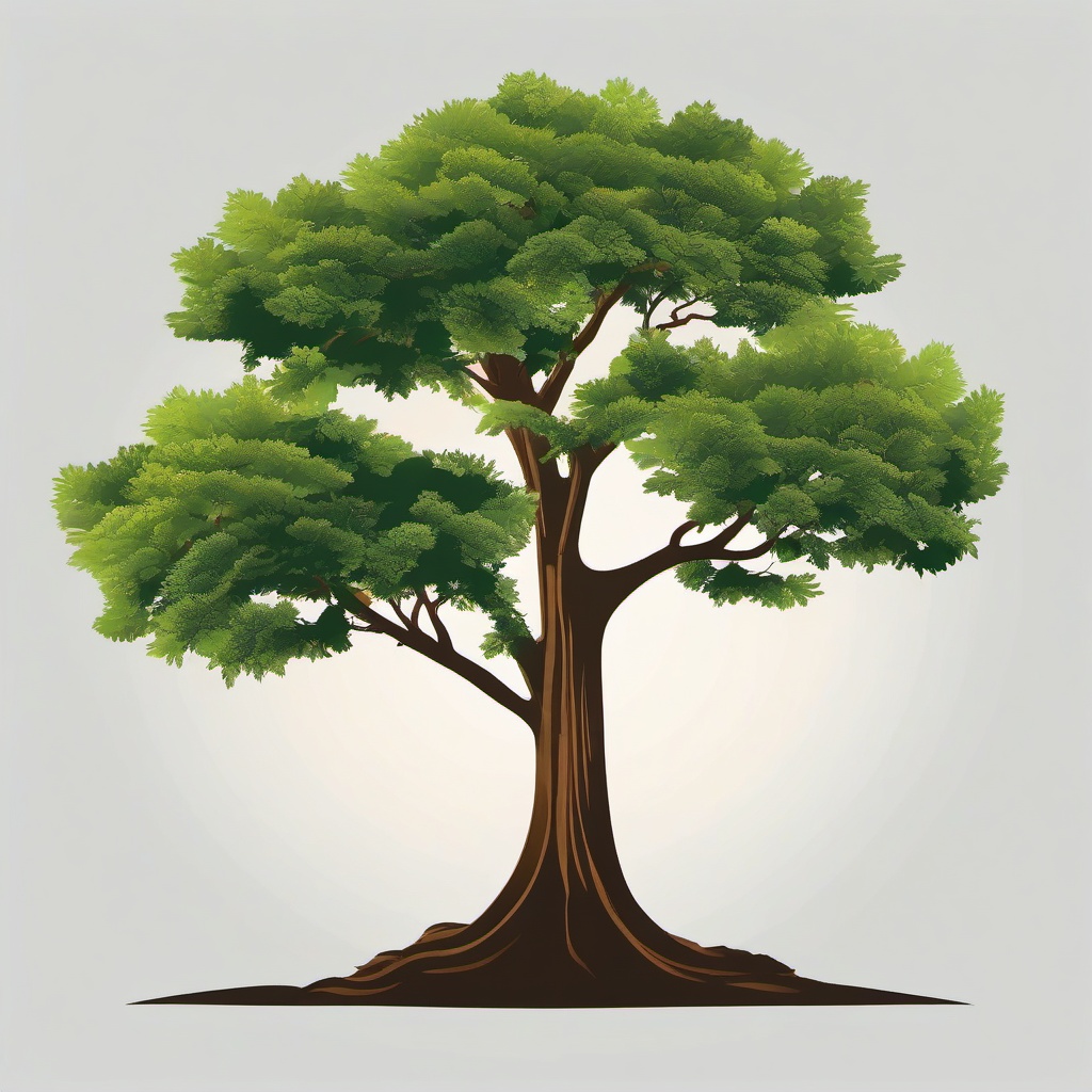 Tree Clipart - A majestic tree in the forest.  color clipart, minimalist, vector art, 