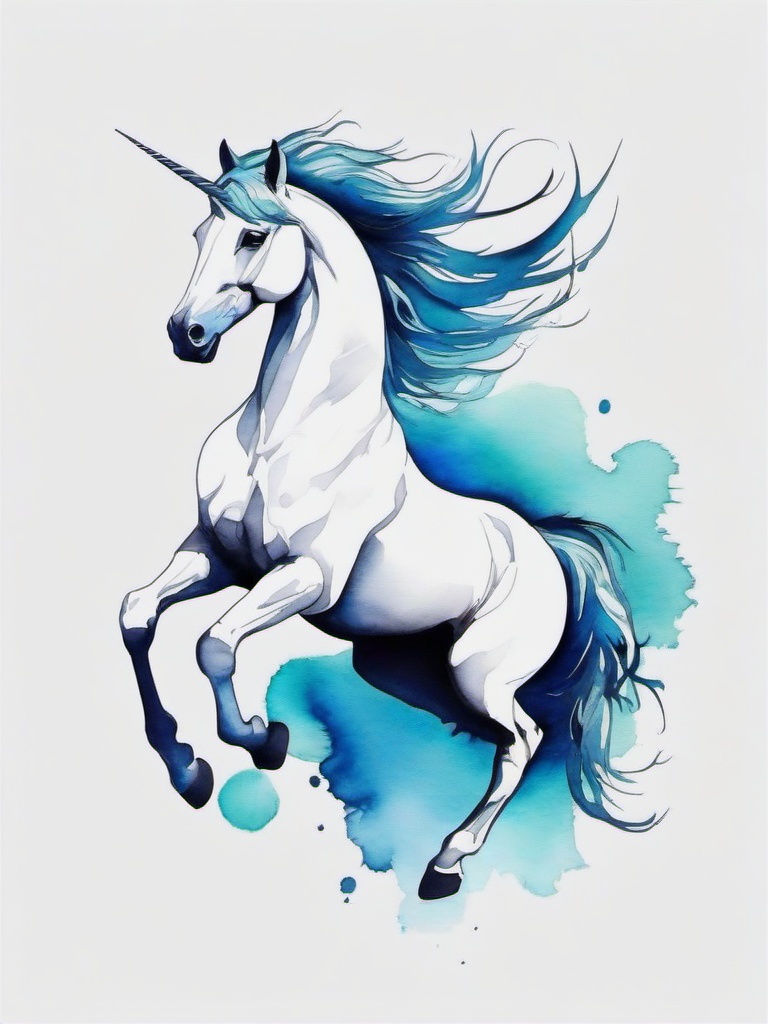 watercolor pegasus tattoo  simple tattoo,minimalist,white background