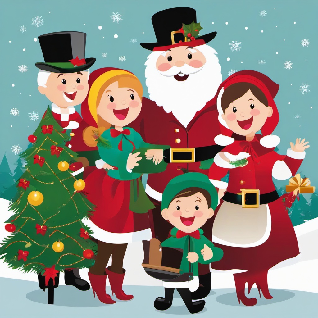 Christmas Pictures clipart - Christmas carolers singing  vector clipart