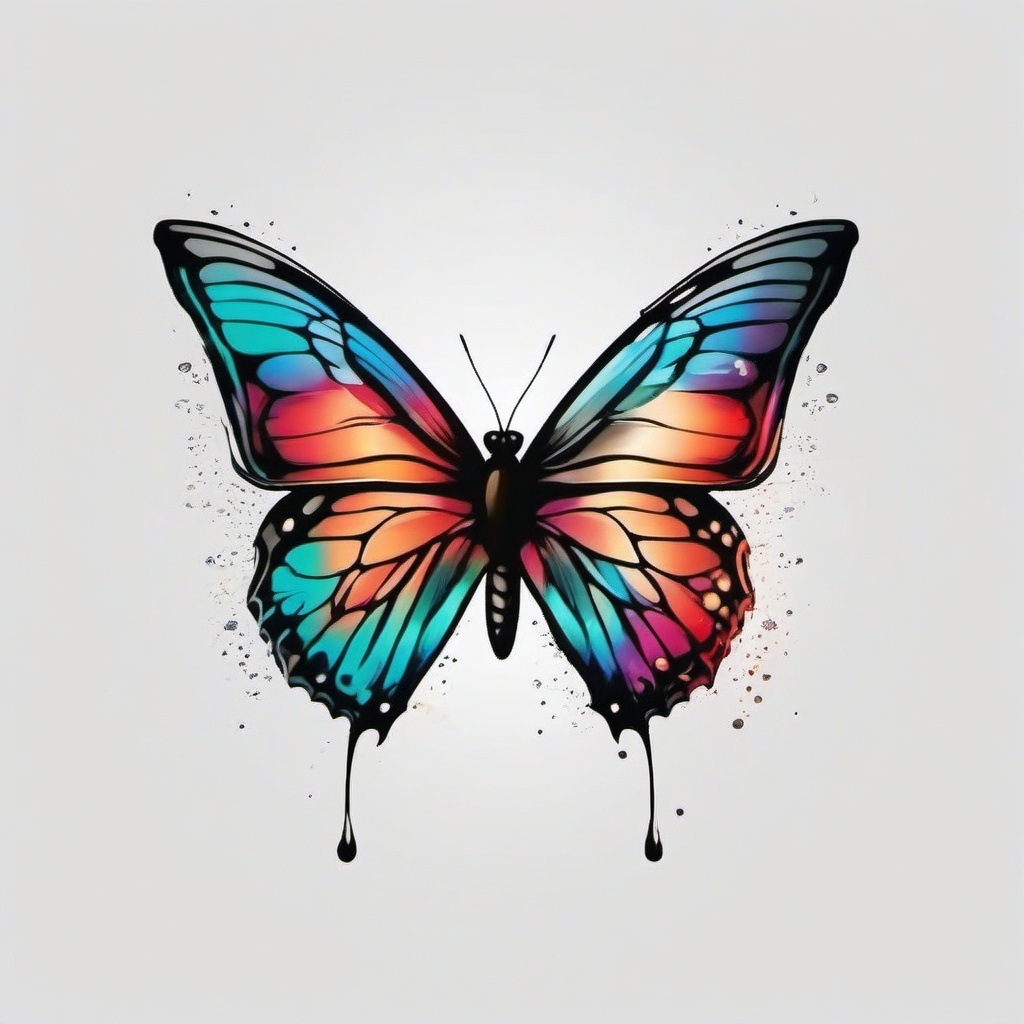 butterfly tattoo color ideas  simple color tattoo, minimal, white background