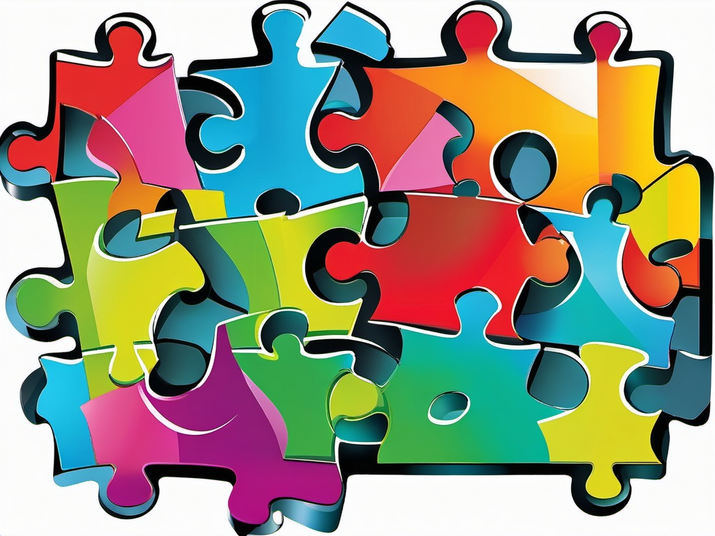 Clipart of a Puzzle Piece - Puzzle piece for problem-solving and solutions,  color vector art