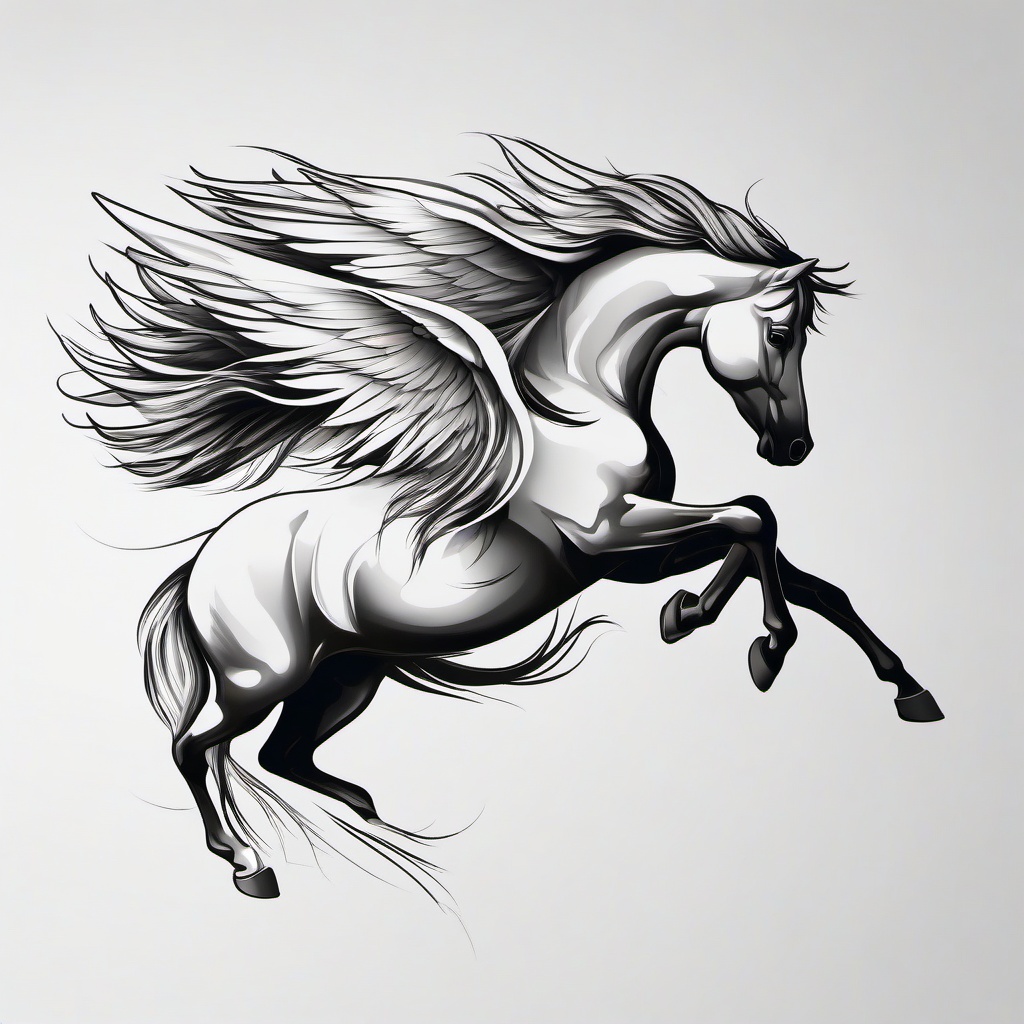 pegasus horse tattoo  simple tattoo,minimalist,white background