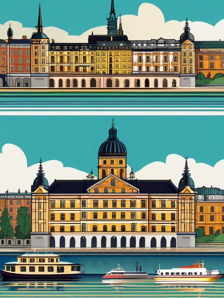 Stockholm clipart - Stockholm Palace and city islands, ,color clipart vector style