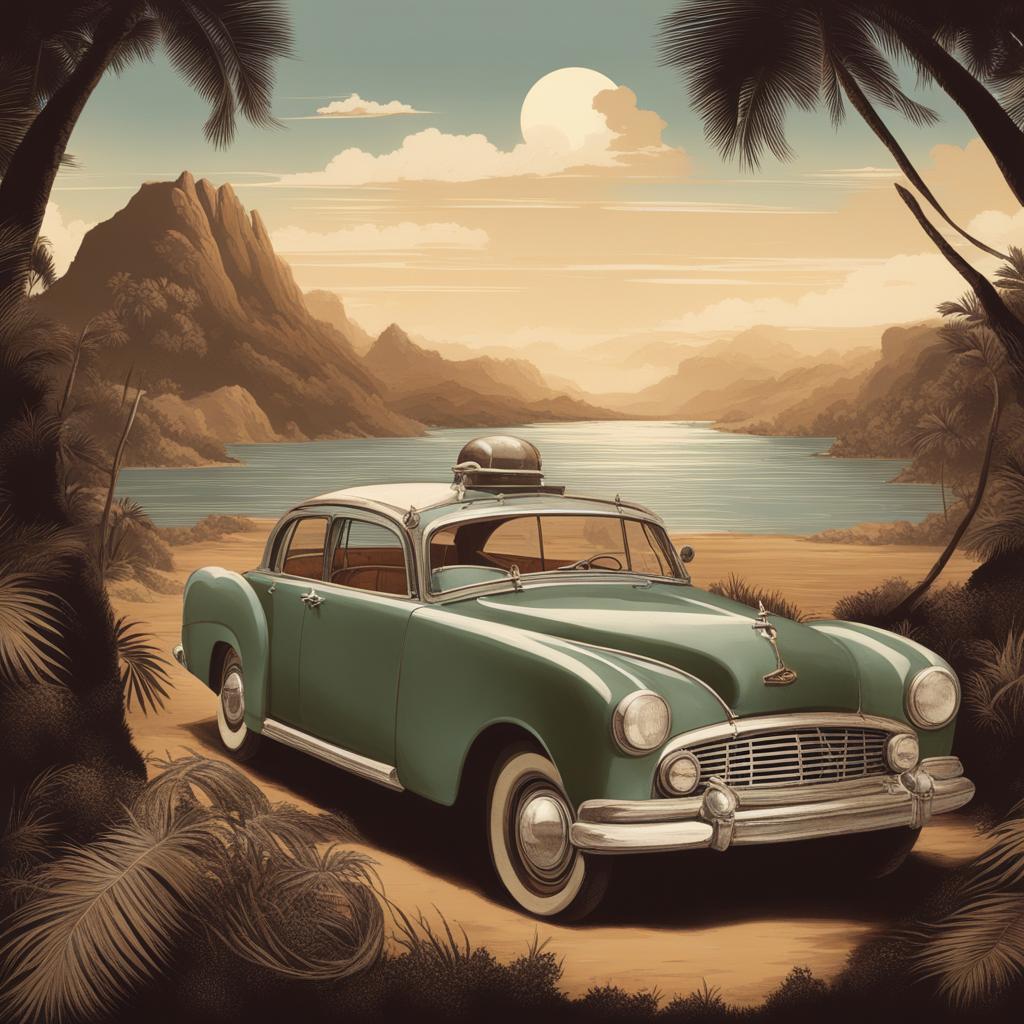 vintage adventure - illustrate a vintage adventure scene reminiscent of classic explorers and discoveries. 