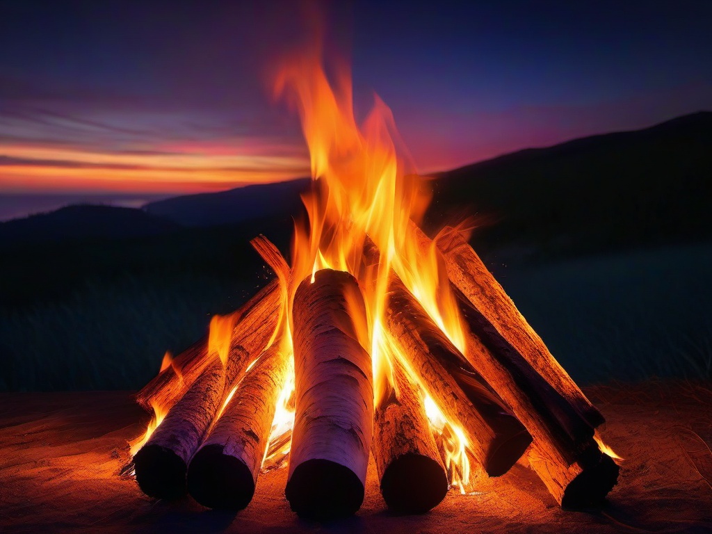 Fire Wallpaper - Bonfire burning brightly at night  sunset background