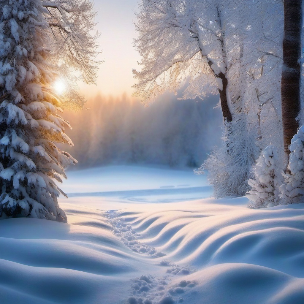 Snow Background Wallpaper - winter scene photo backdrop  