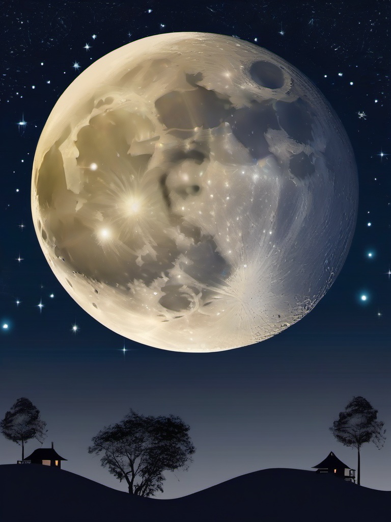 Moon Clipart, The moon casting its silvery glow. 