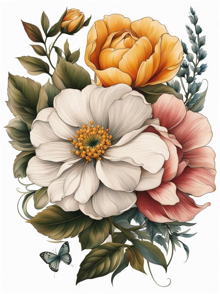 November birth month flower tattoo, Tattoos representing the birth flower for the month of November. colors, tattoo patterns, clean white background