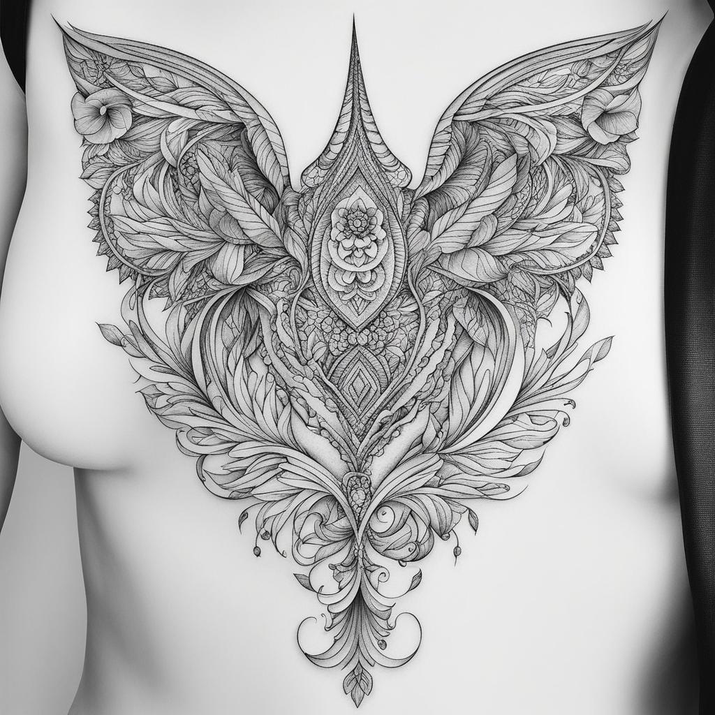 sternum tattoo design complementing your chest area and accentuating your body's natural lines. 