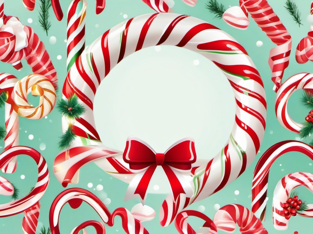 Candy Cane clipart - candy cane in a festive wreath  color,minimalist,vector clipart