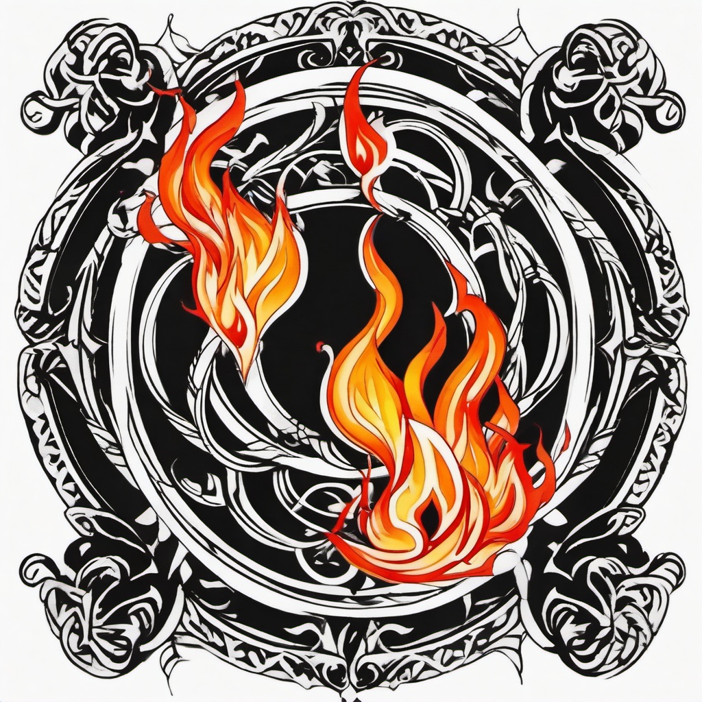 fire black tattoo  simple color tattoo,white background