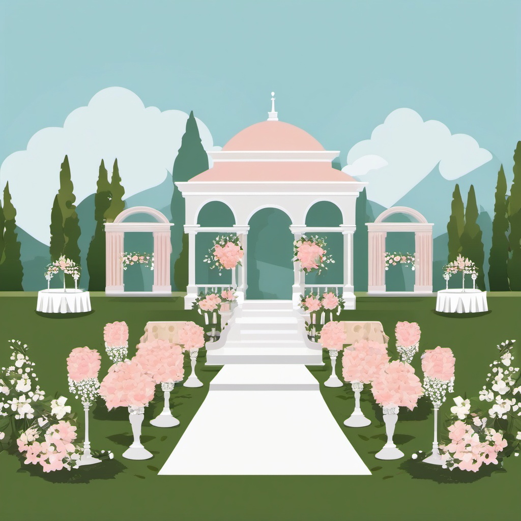 Wedding Venue clipart - Scenic wedding venue with decorations, ,vector color clipart,minimal