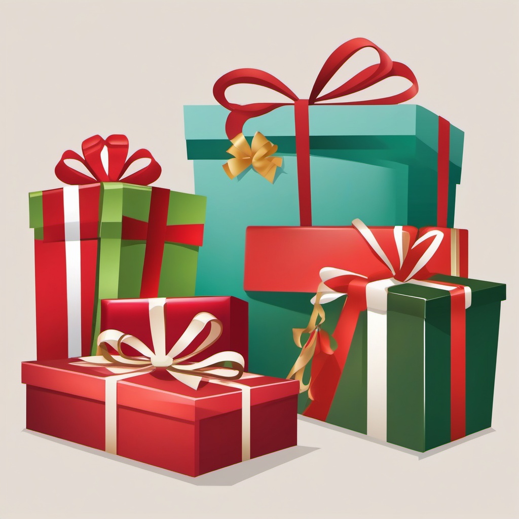 Clipart of Presents,Decorating a holiday gift wrapping guide  simple, 2d flat