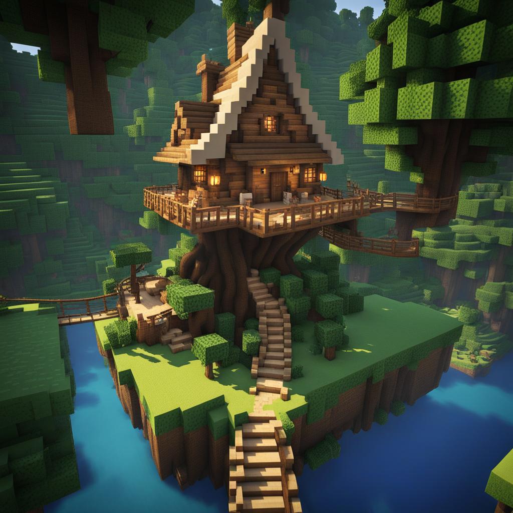 treehouse village in the heart of a magical forest - minecraft house design ideas minecraft block style