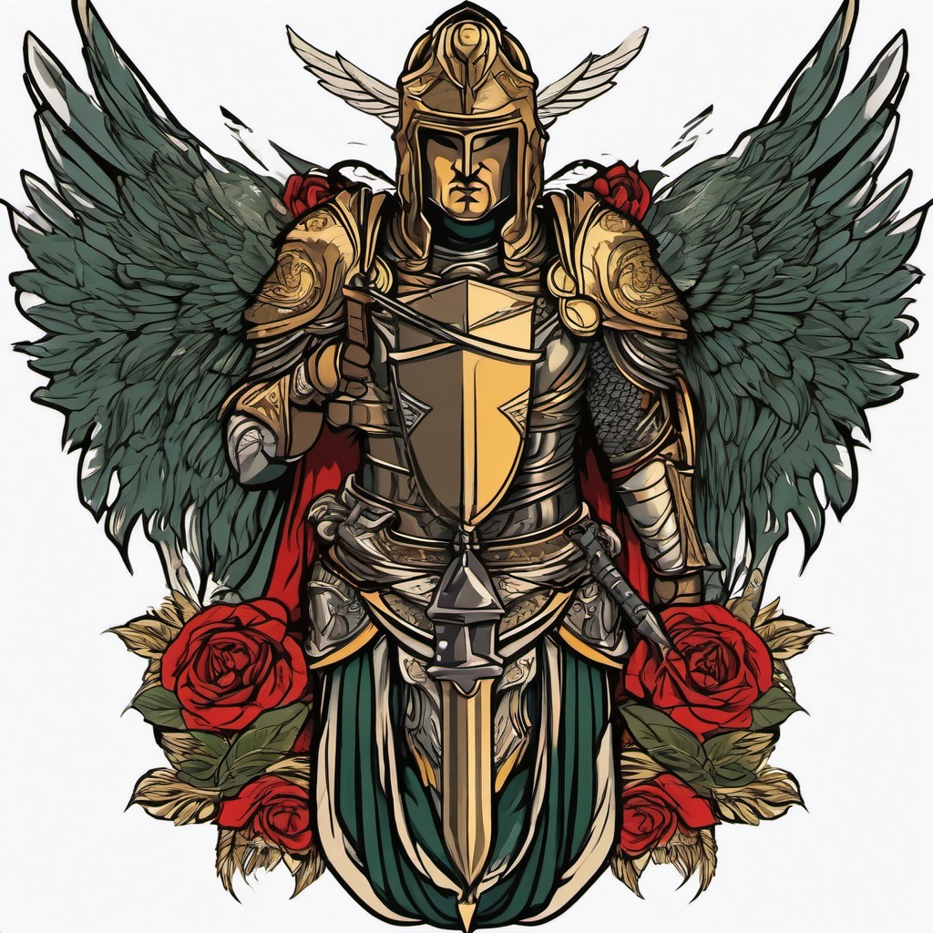 spartan angel tattoo  simple vector color tattoo