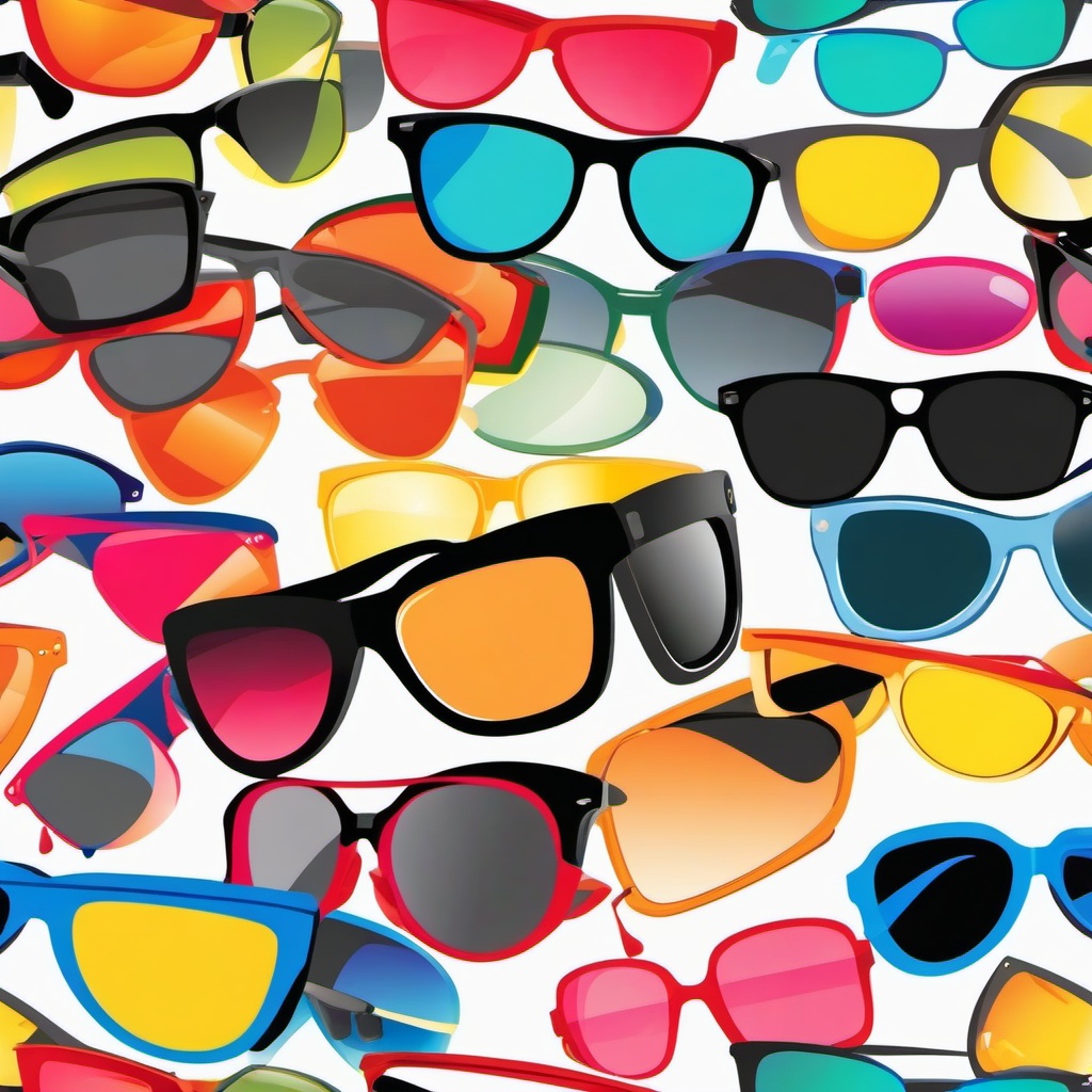 Sunglass clipart - stylish sunglasses with colorful frames  