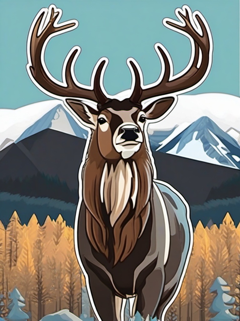 Caribou cartoon - antlered traveler of the tundra  cartoon sticker style