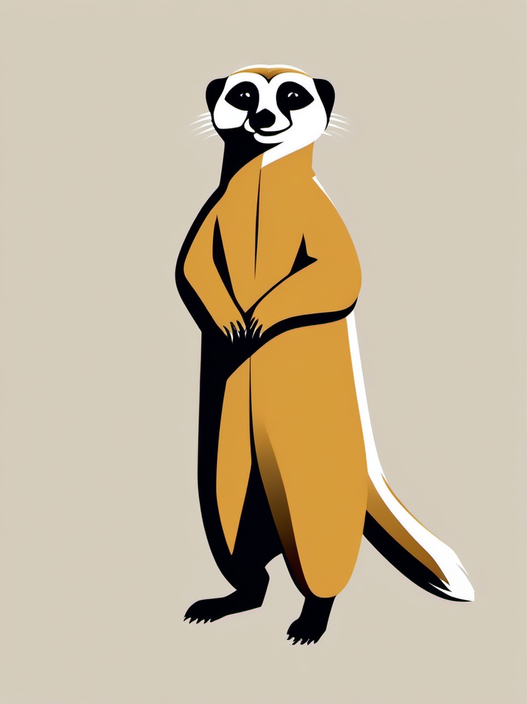 Meerkat Clip Art - Curious meerkat standing guard,  color vector clipart, minimal style