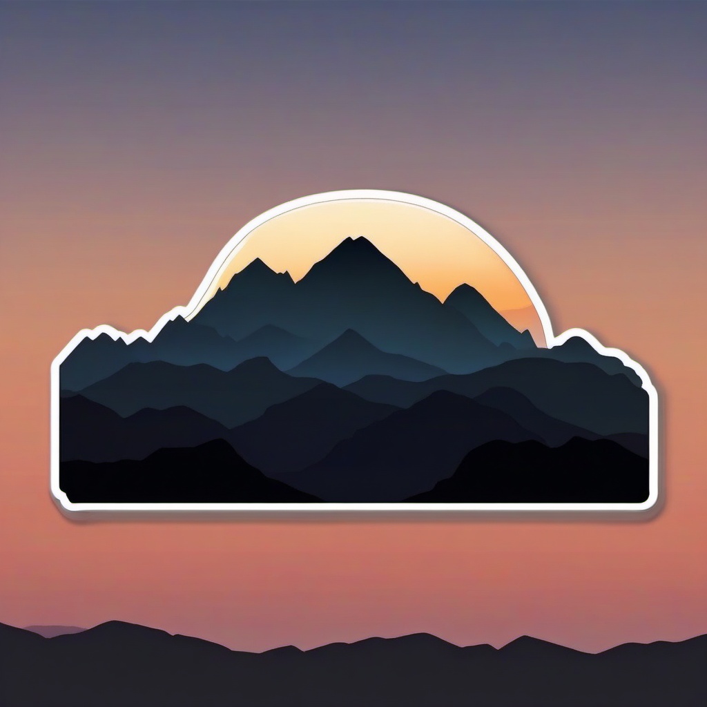 Mountain Range Silhouette Emoji Sticker - A dramatic horizon in the twilight, , sticker vector art, minimalist design