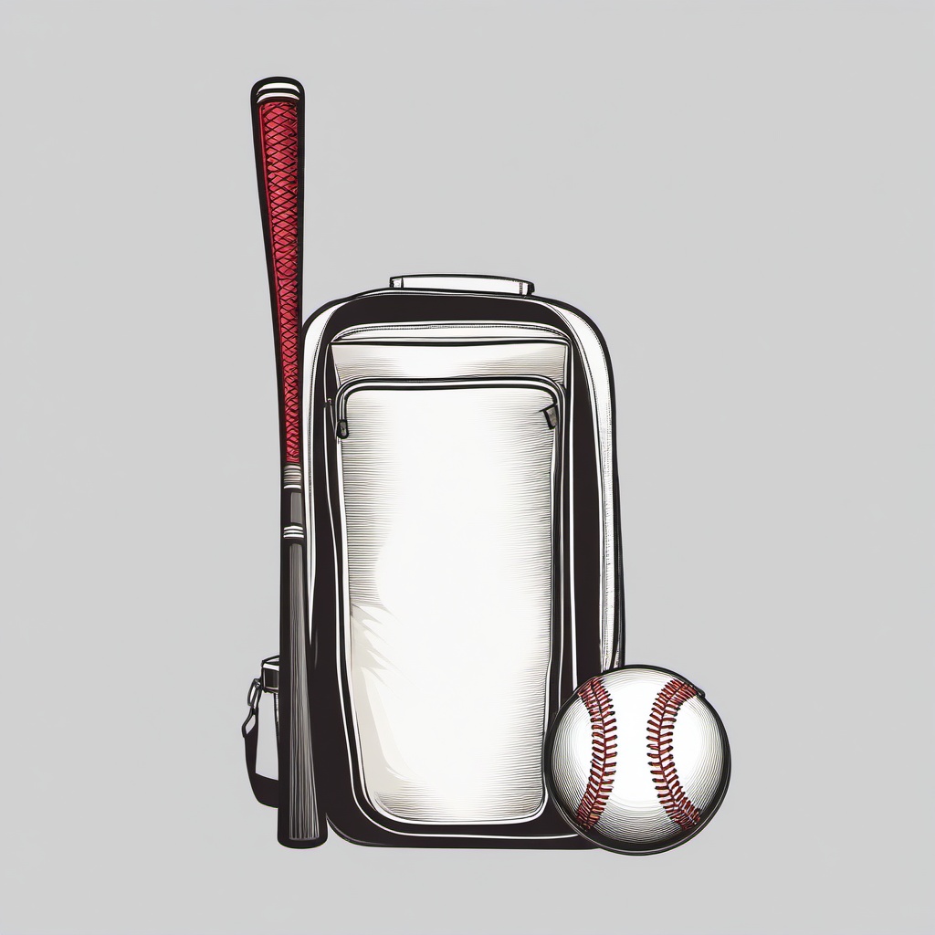 Baseball bat with a bat bag clipart.  vector style illustration, white background