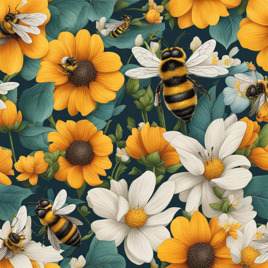 bee clipart in a blooming garden - buzzing with vibrant life. 