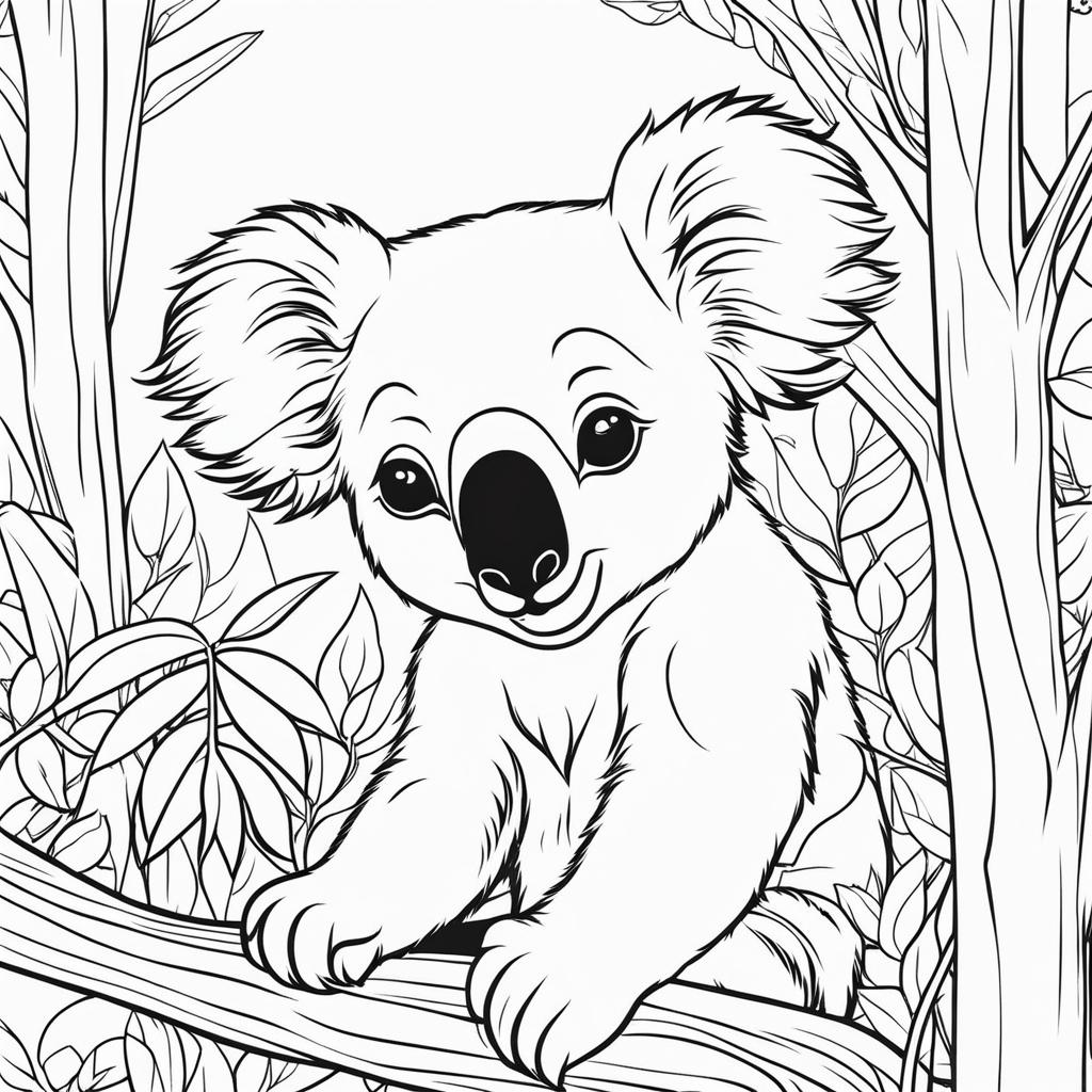 koalas cute animals coloring page 