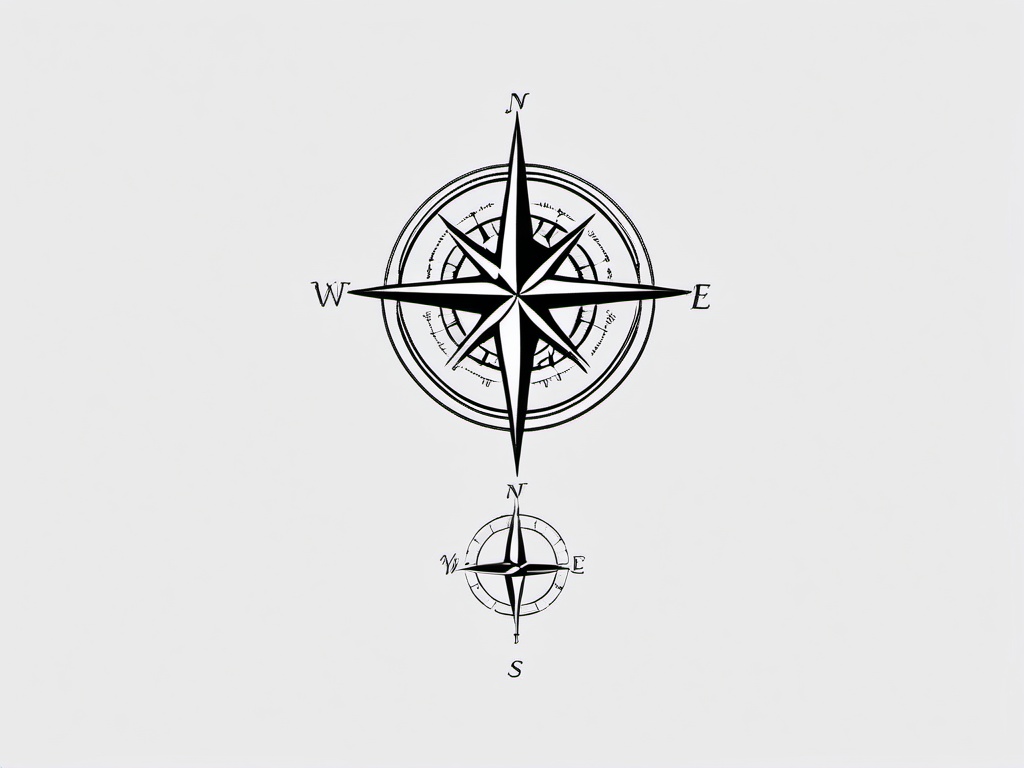 Small Feminine Compass Tattoo - Small-sized and feminine compass tattoo.  simple vector tattoo,minimalist,white background