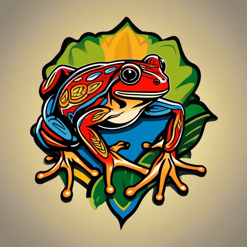 Coqui Frog Tattoo-Bold and vibrant tattoo featuring a Coqui frog, capturing the cultural and symbolic significance of this iconic Puerto Rican amphibian.  simple color vector tattoo