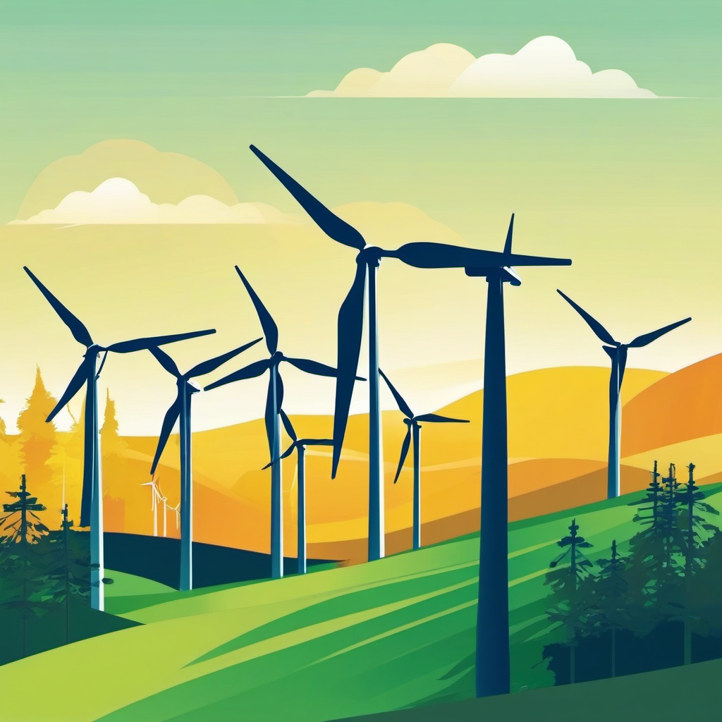 Renewable Energy Wind Farm clipart - Renewable energy wind farm, ,vector color clipart,minimal