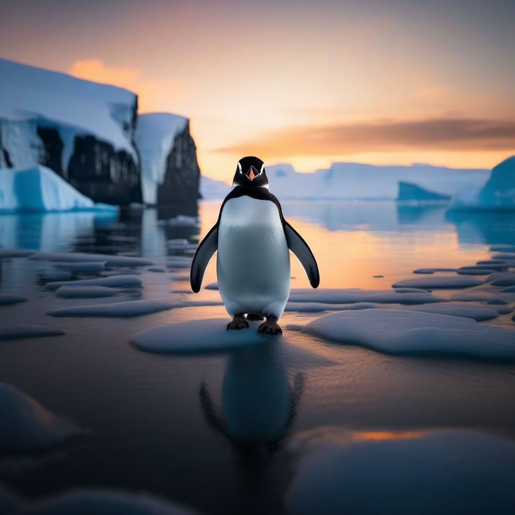 Cute Penguin Waddling in the Antarctic Wonderland 8k, cinematic, vivid colors