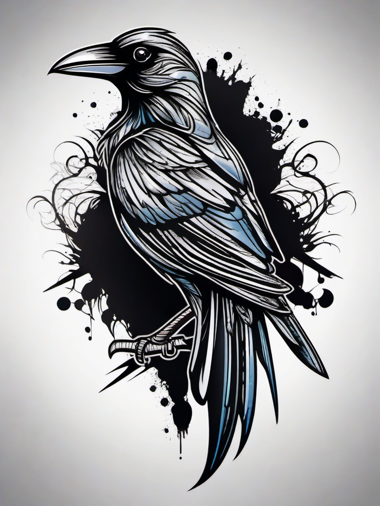 gothic crow tattoo  simple vector color tattoo