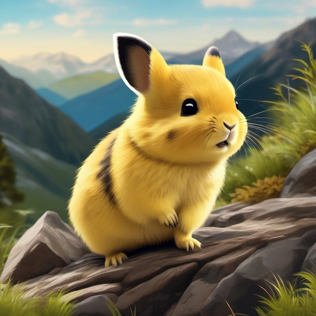 Pika Clipart in the Mountains,Adorable pika in the mountainous terrain, signifying endurance and solitude. 