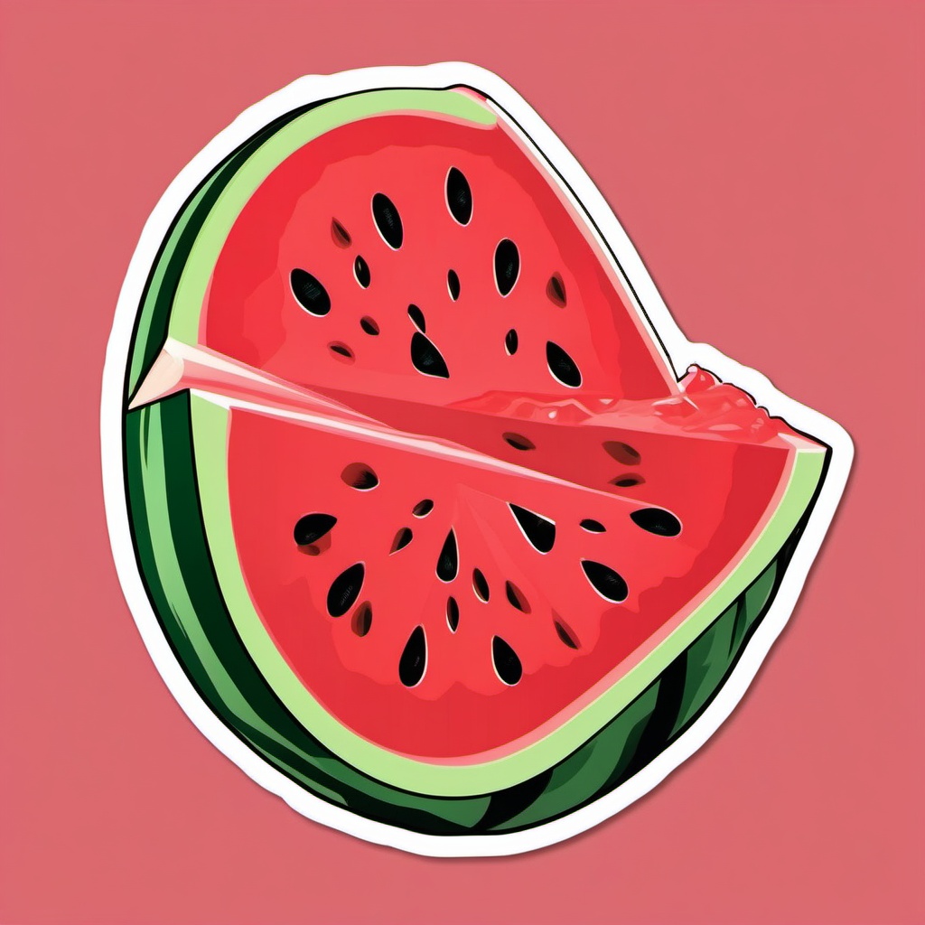 Watermelon Slice Sticker - Refresh with a juicy watermelon slice, a hydrating burst of sweetness, , sticker vector art, minimalist design