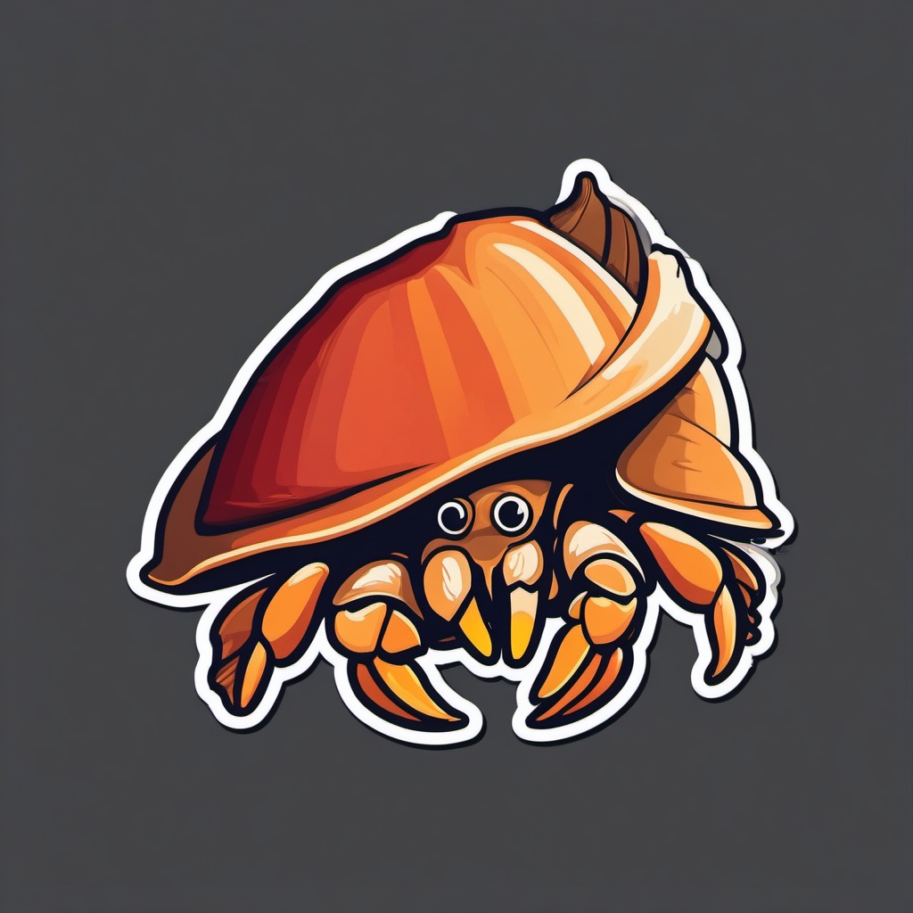 Hermit Crab Sticker - A tiny hermit crab with a shell for protection, ,vector color sticker art,minimal