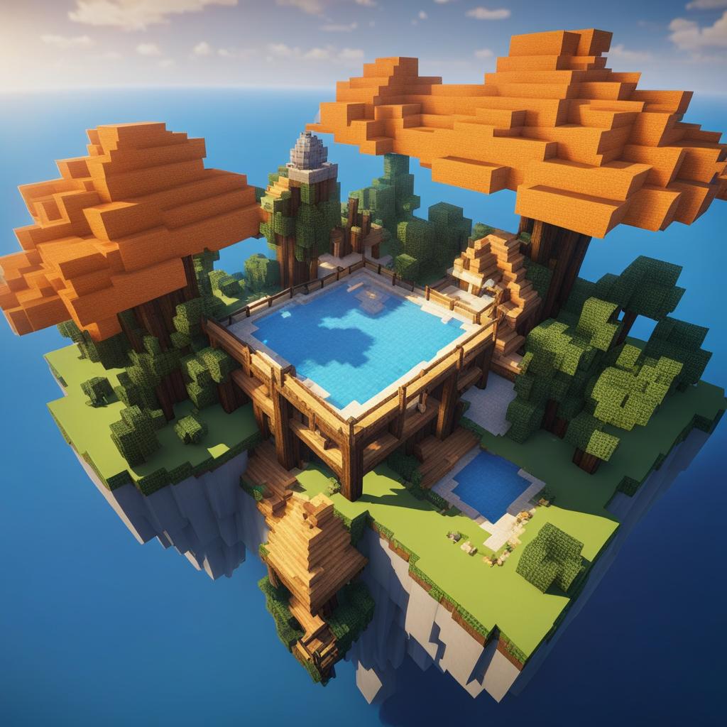 floating sky island with magical crystals - minecraft house design ideas 