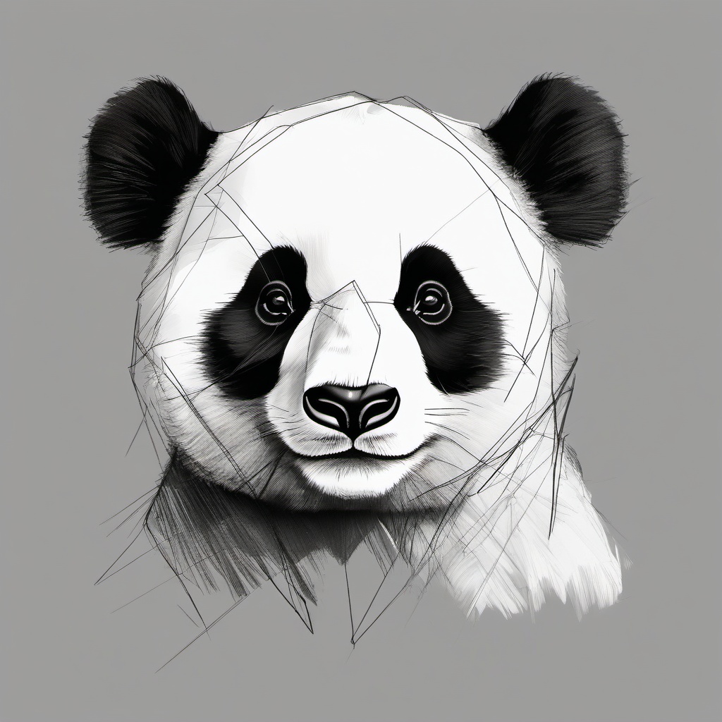 drawing of a panda bear  minimal rough sketch scribbles,doodles,black and white