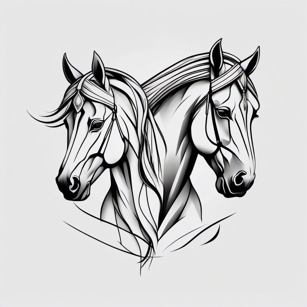 pharaoh horses tattoo  simple tattoo,minimalist,white background